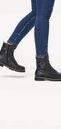DAMES BOOTS+KORT LAARS-Zwart leer