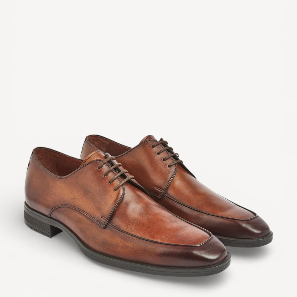 Heren veterschoenen-Bruin leer