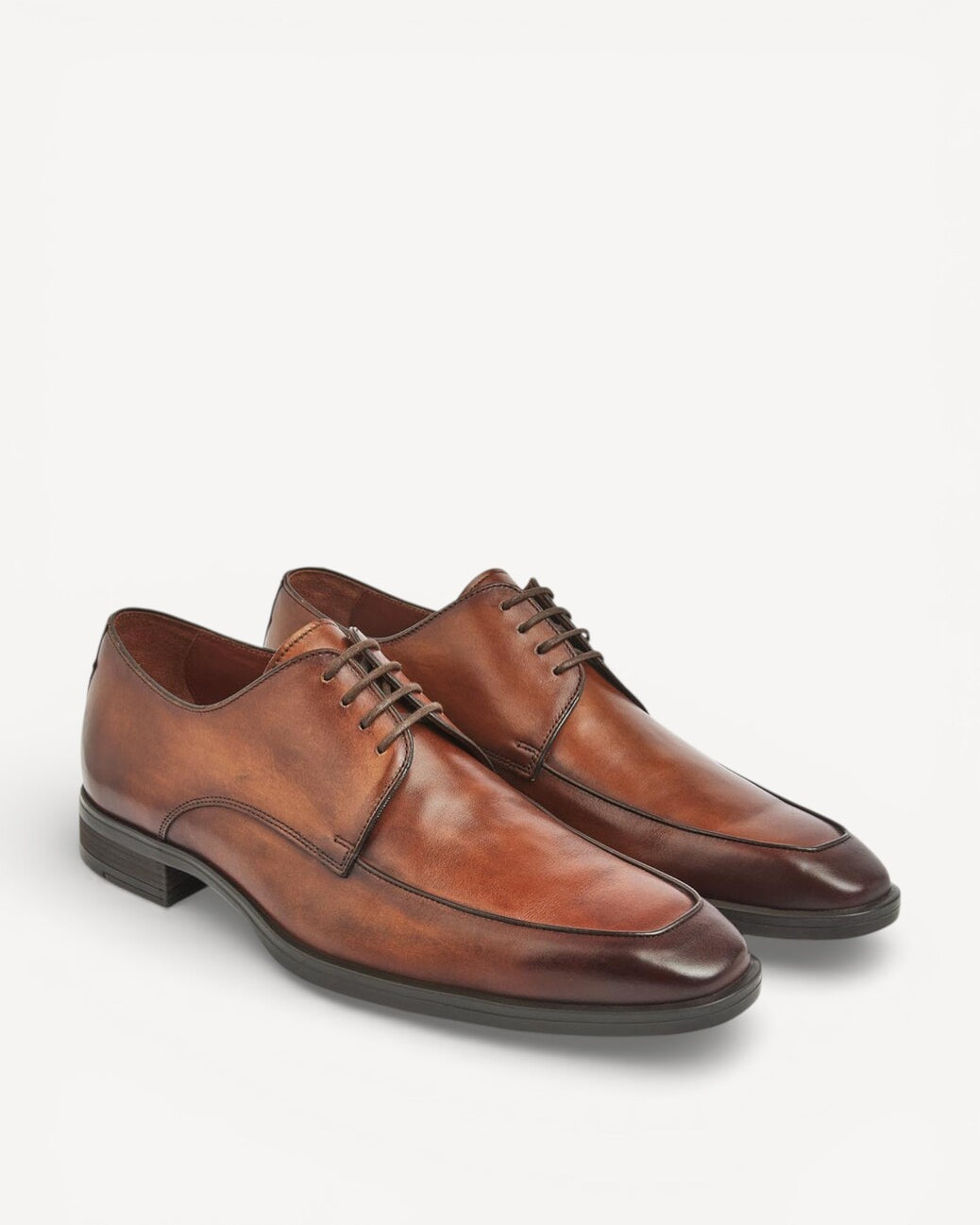 Heren veterschoenen-Bruin leer