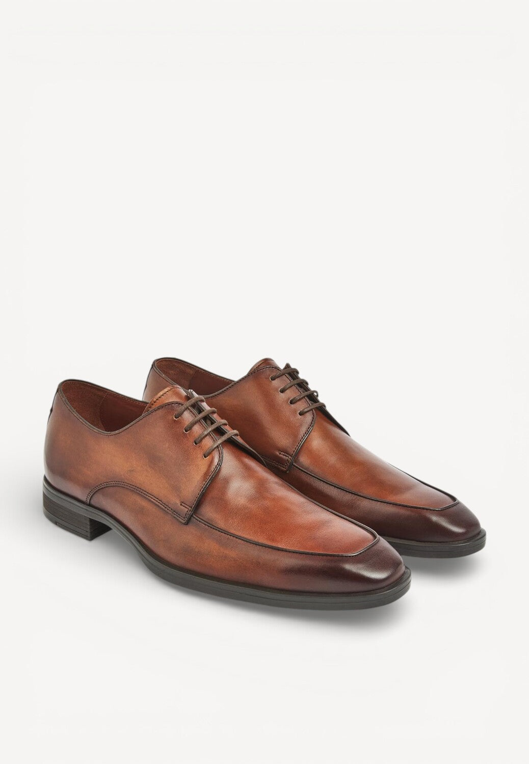Heren veterschoenen-Bruin leer