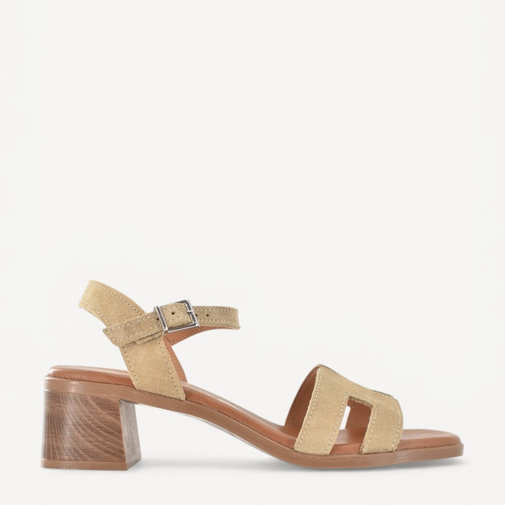 DAMES OPEN SCHOENEN-Beige suède/nubuck