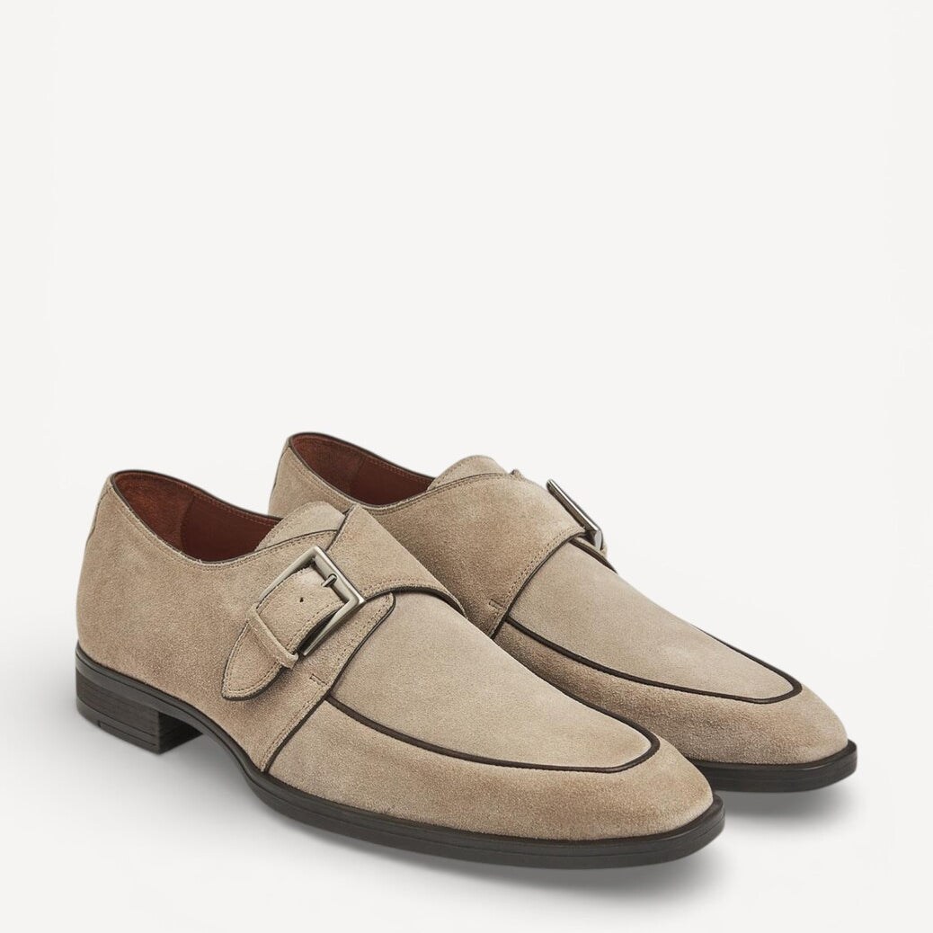 Heren veterschoenen-Beige suède/nubuck