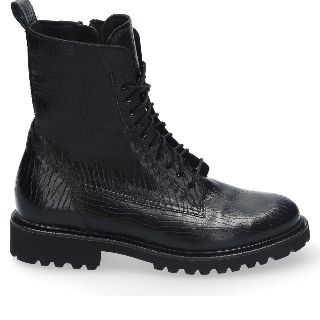 DAMES BOOTS+KORT LAARS-Zwart leer