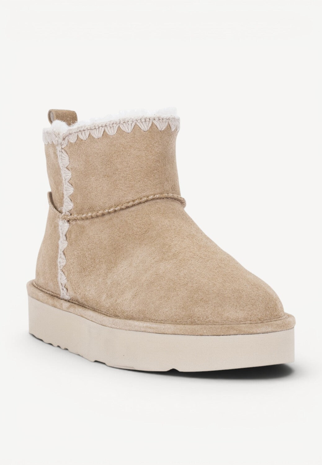 DAMES BOOTS+KORT LAARS-Beige suède/nubuck
