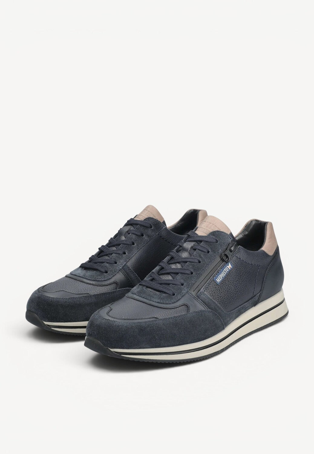 Heren veterschoenen-Blauw leer