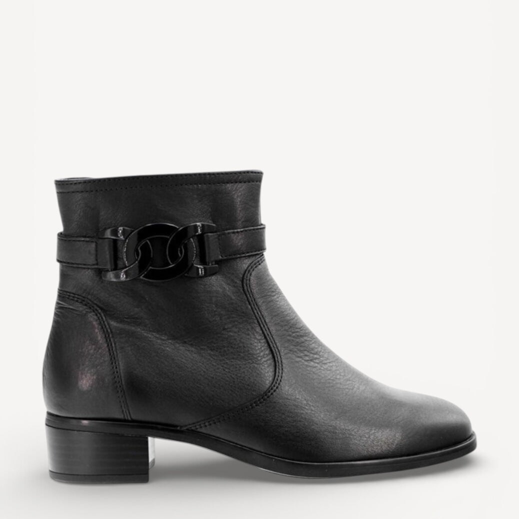 DAMES BOOTS+KORT LAARS-Zwart leer