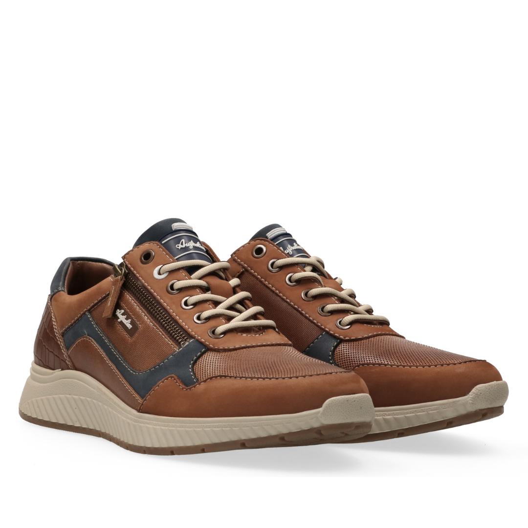 Heren veterschoenen-Bruin leer