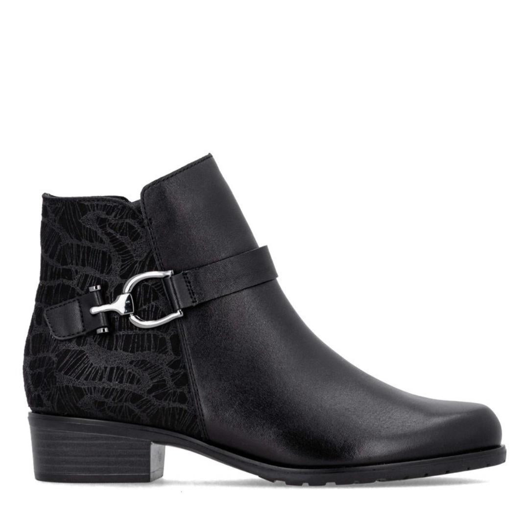DAMES BOOTS+KORT LAARS-Zwart leer