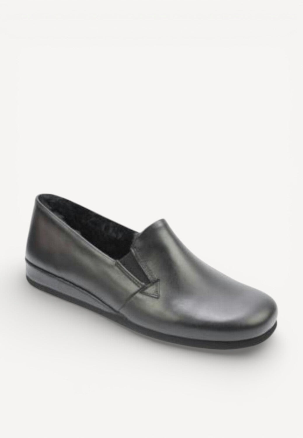 Heren dichte pantoffels-Zwart leer