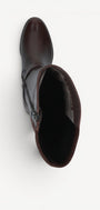DAMESLAARS LANG/HALFHOOG-Bruin leer