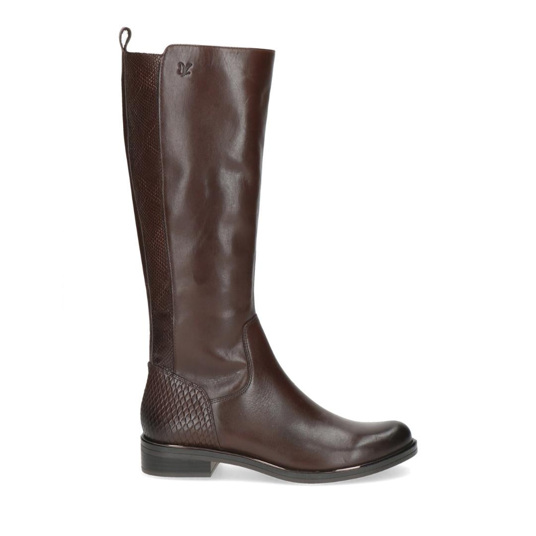 DAMESLAARS LANG/HALFHOOG-Bruin leer