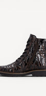 DAMES BOOTS+KORT LAARS-Bruin leer