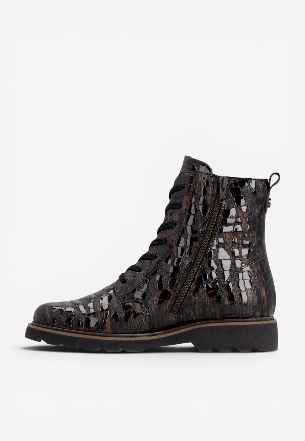 DAMES BOOTS+KORT LAARS-Bruin leer