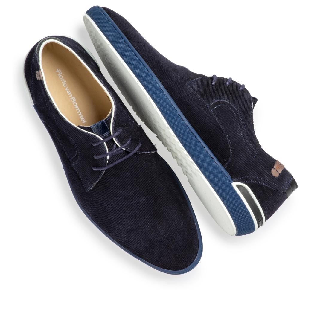 Heren veterschoenen-Blauw suède/nubuck