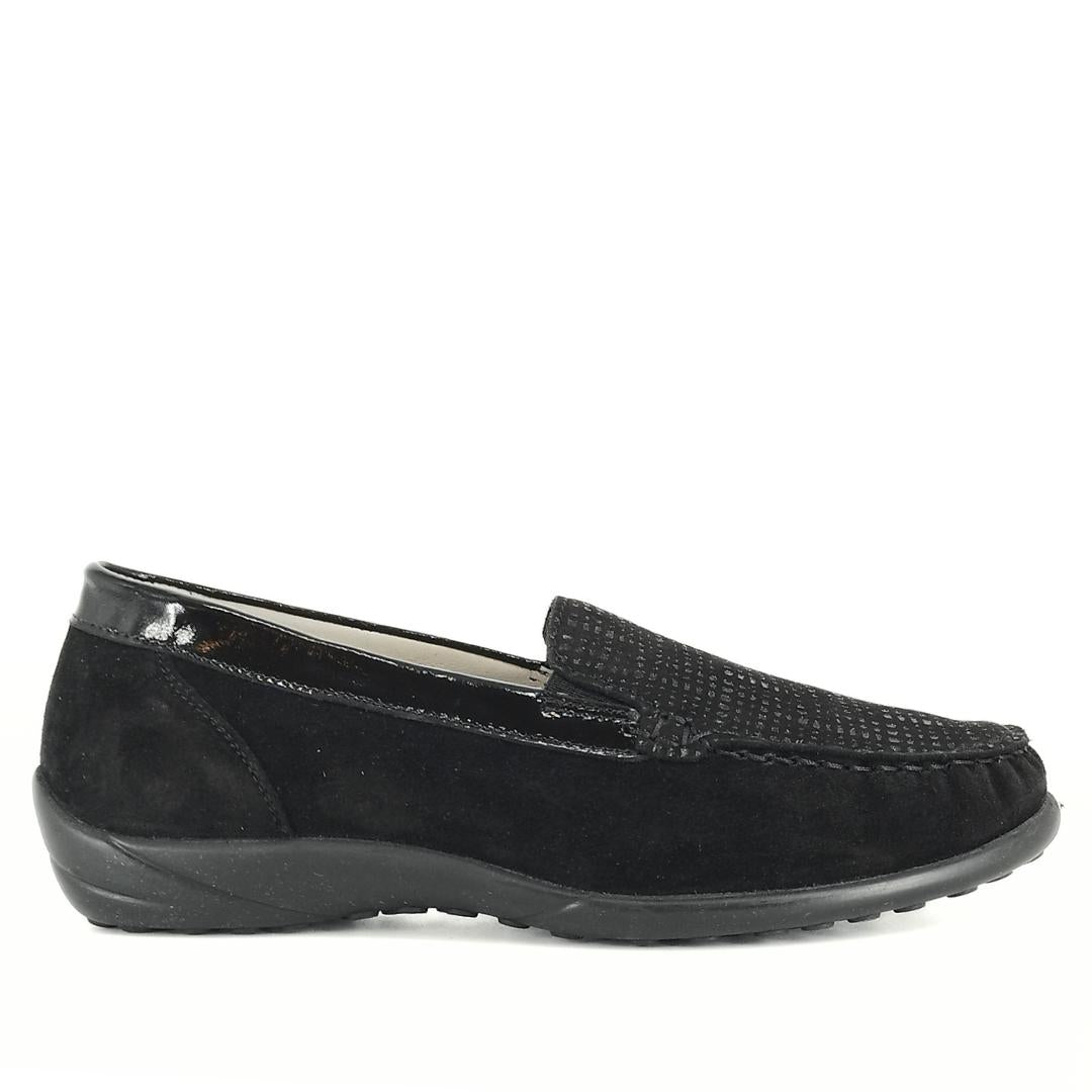 DAMES INSTAPSCHOENEN-Zwart suède