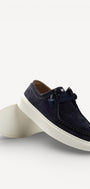 Heren veterschoenen-Blauw suède/nubuck
