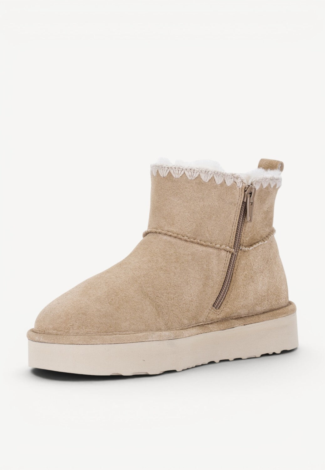 DAMES BOOTS+KORT LAARS-Beige suède/nubuck