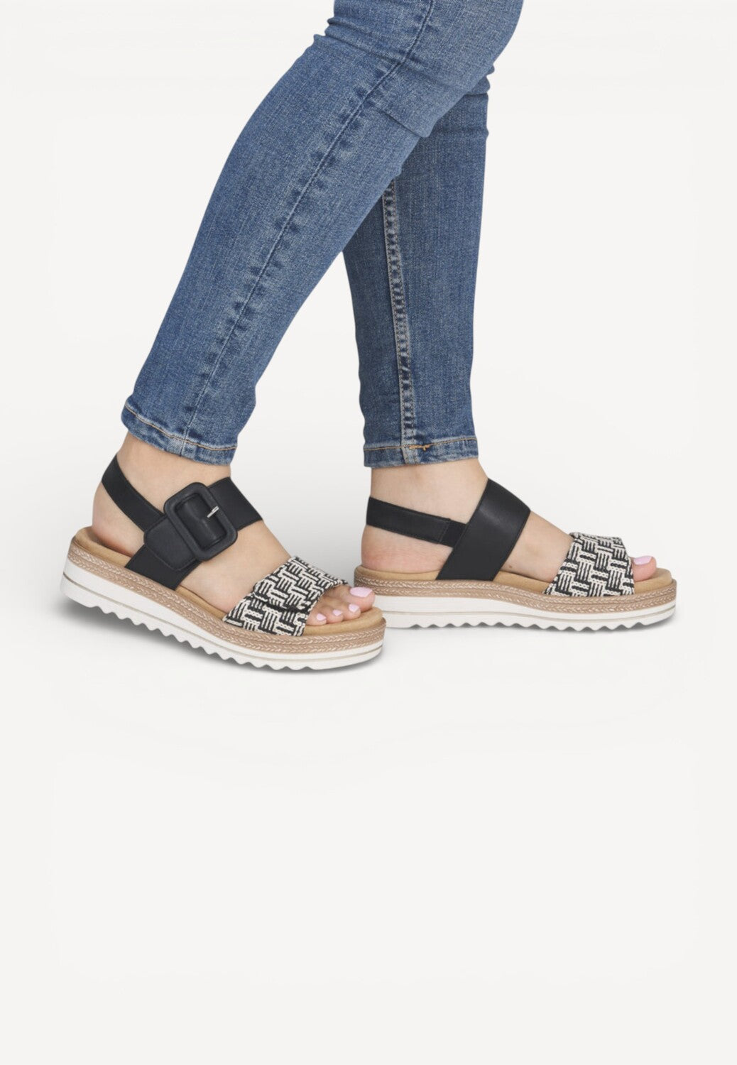 DAMES OPEN SCHOENEN-Zwart combi kleur