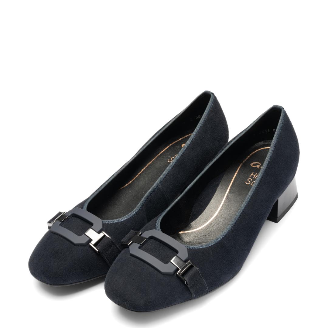 BALLERINAS + PUMPS-Blauw suède/nubuck