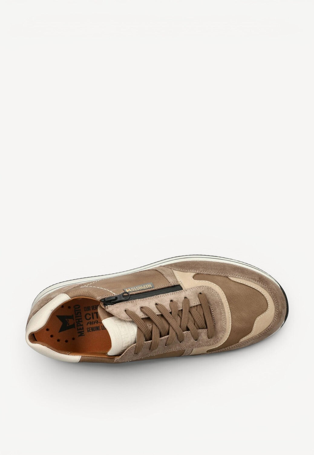 Heren veterschoenen-Beige leer