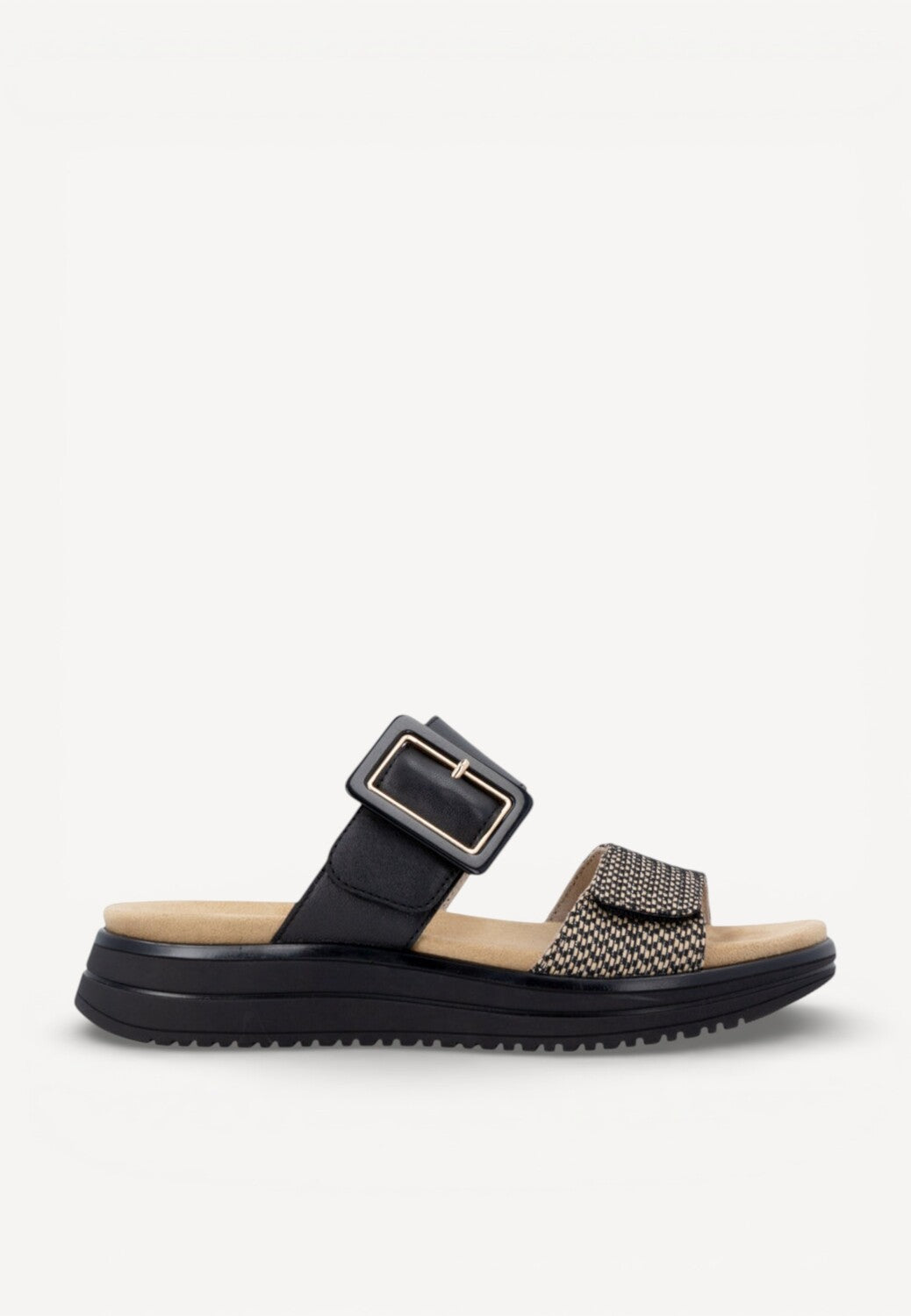 DAMES OPEN SCHOENEN-Zwart leer