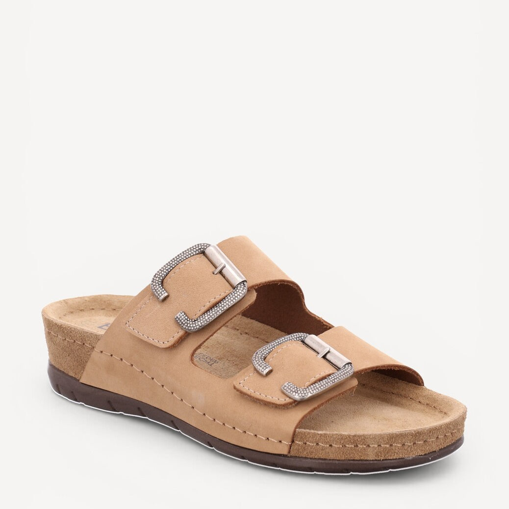 DAMES OPEN SCHOENEN-Beige suède/nubuck