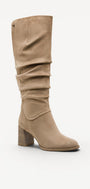 DAMESLAARS LANG/HALFHOOG-Beige suède/nubuck