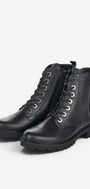 DAMES BOOTS+KORT LAARS-Zwart leer