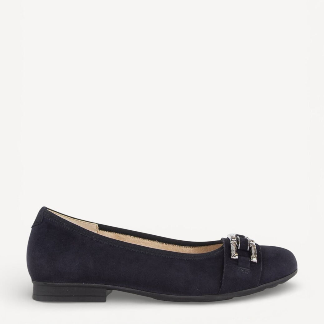 BALLERINAS + PUMPS-Blauw suède/nubuck