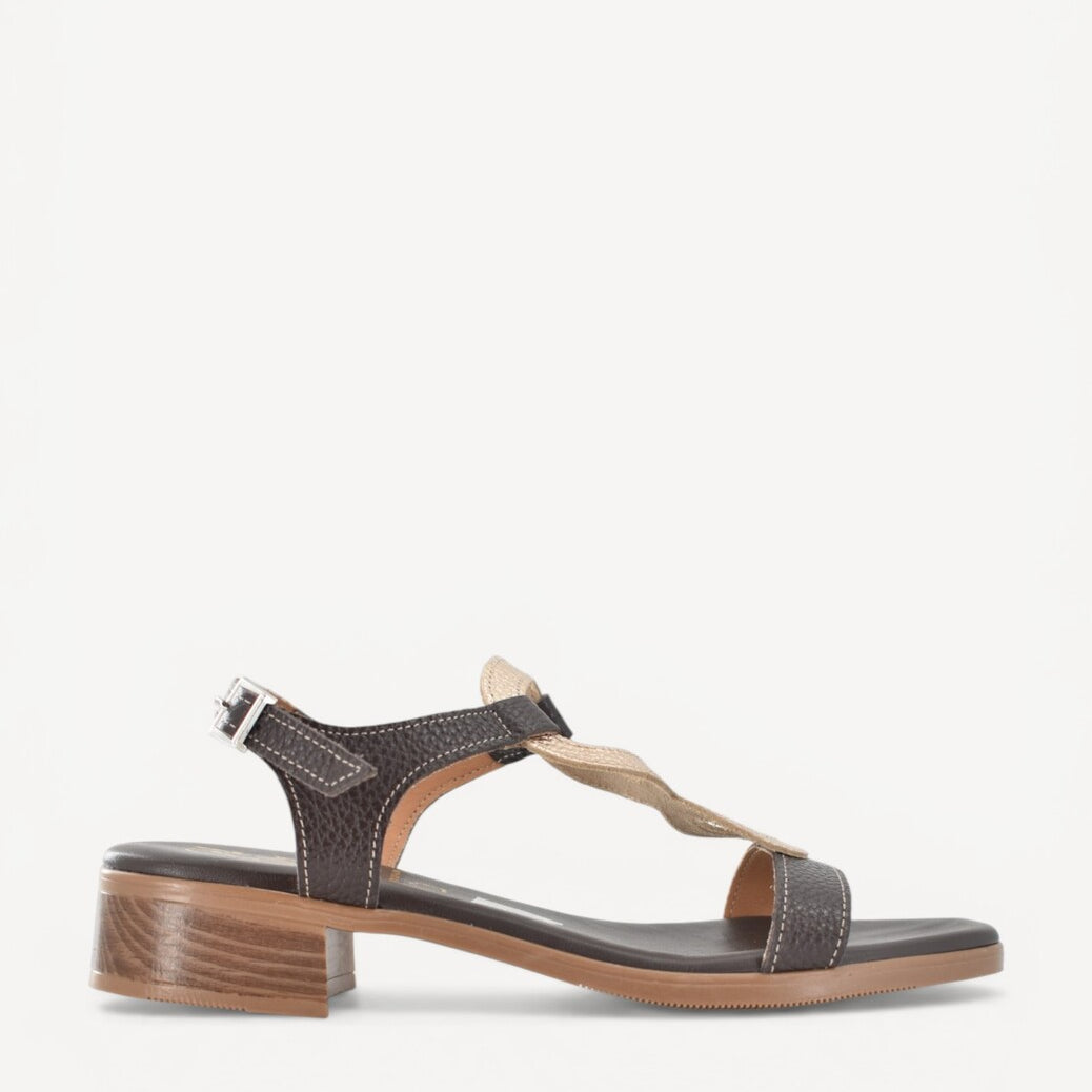 DAMES OPEN SCHOENEN-Bruin combi kleur