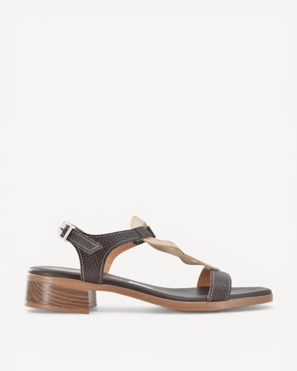 DAMES OPEN SCHOENEN-Bruin combi kleur
