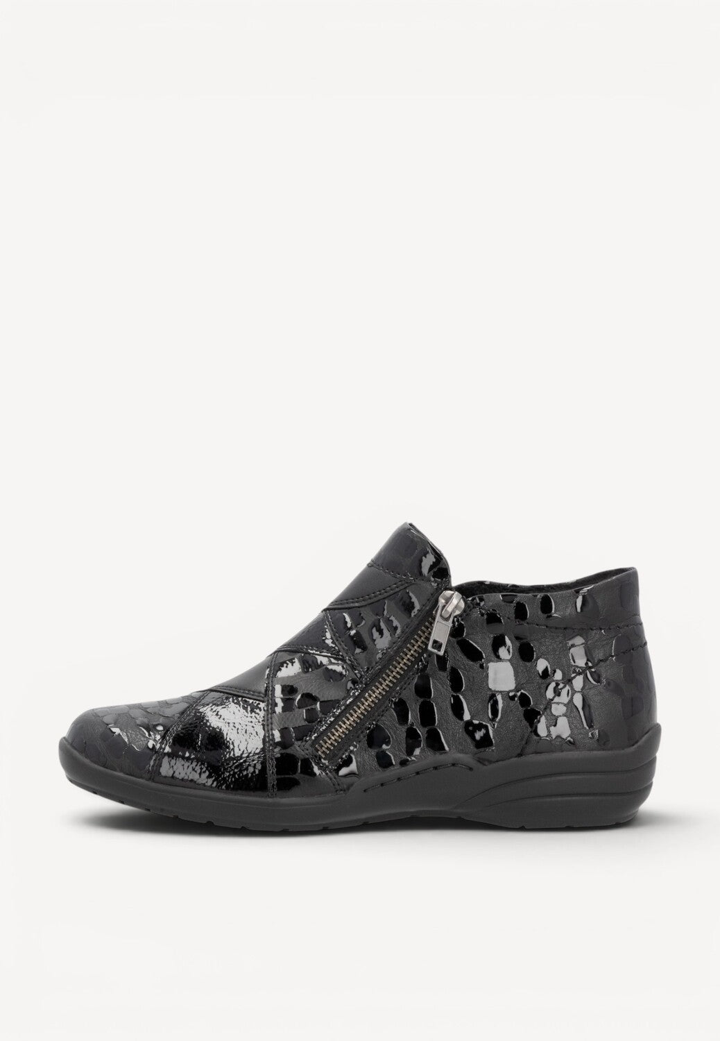 DAMES BOOTS+KORT LAARS-Zwart leer