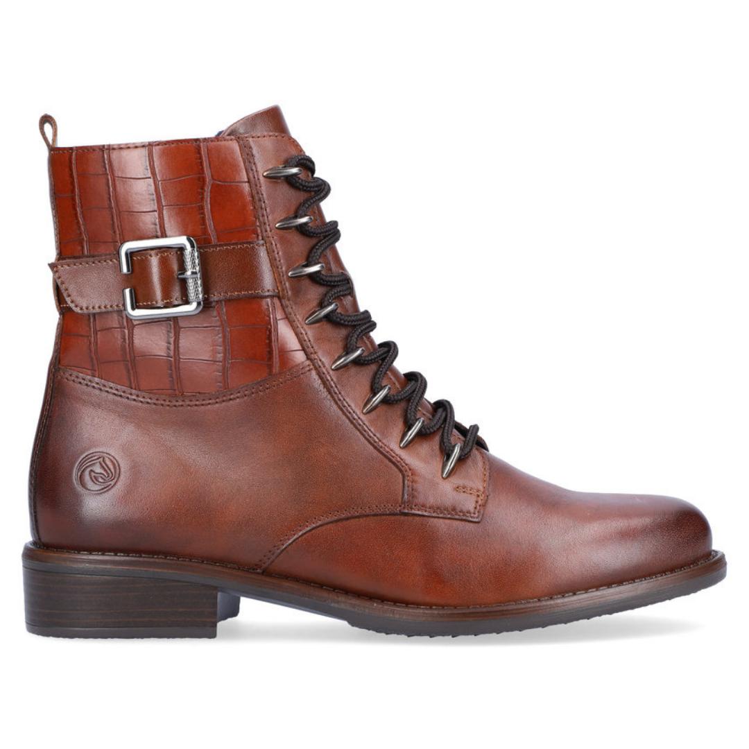 DAMES BOOTS+KORT LAARS-Bruin leer