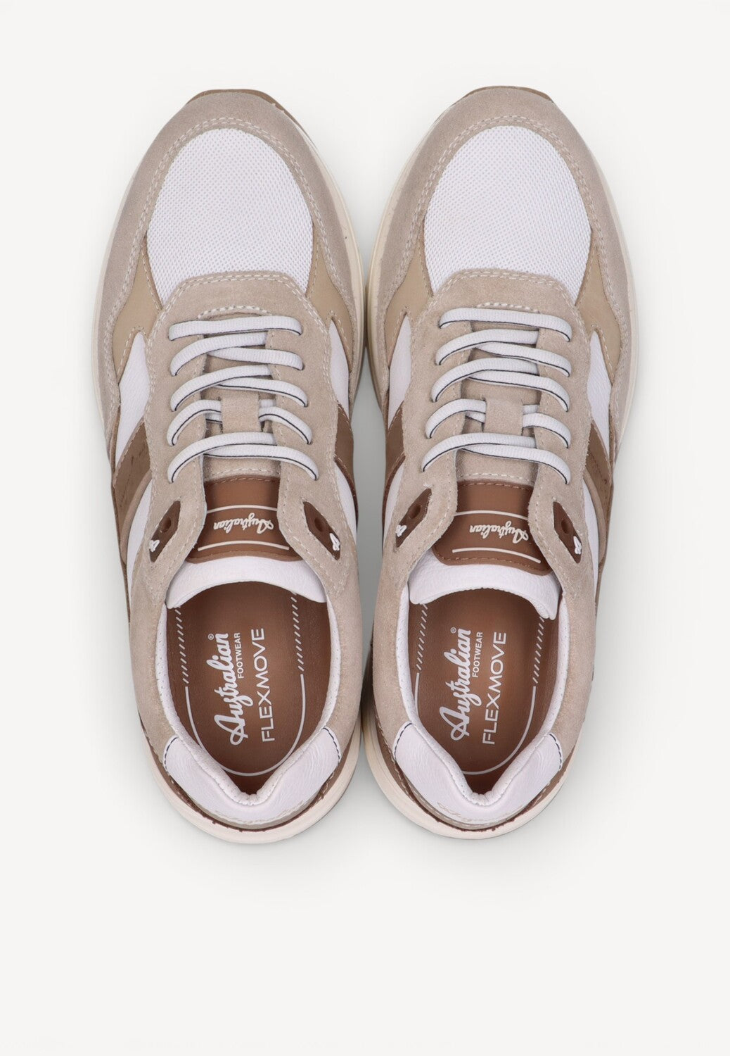 Heren veterschoenen-Beige combi kleur