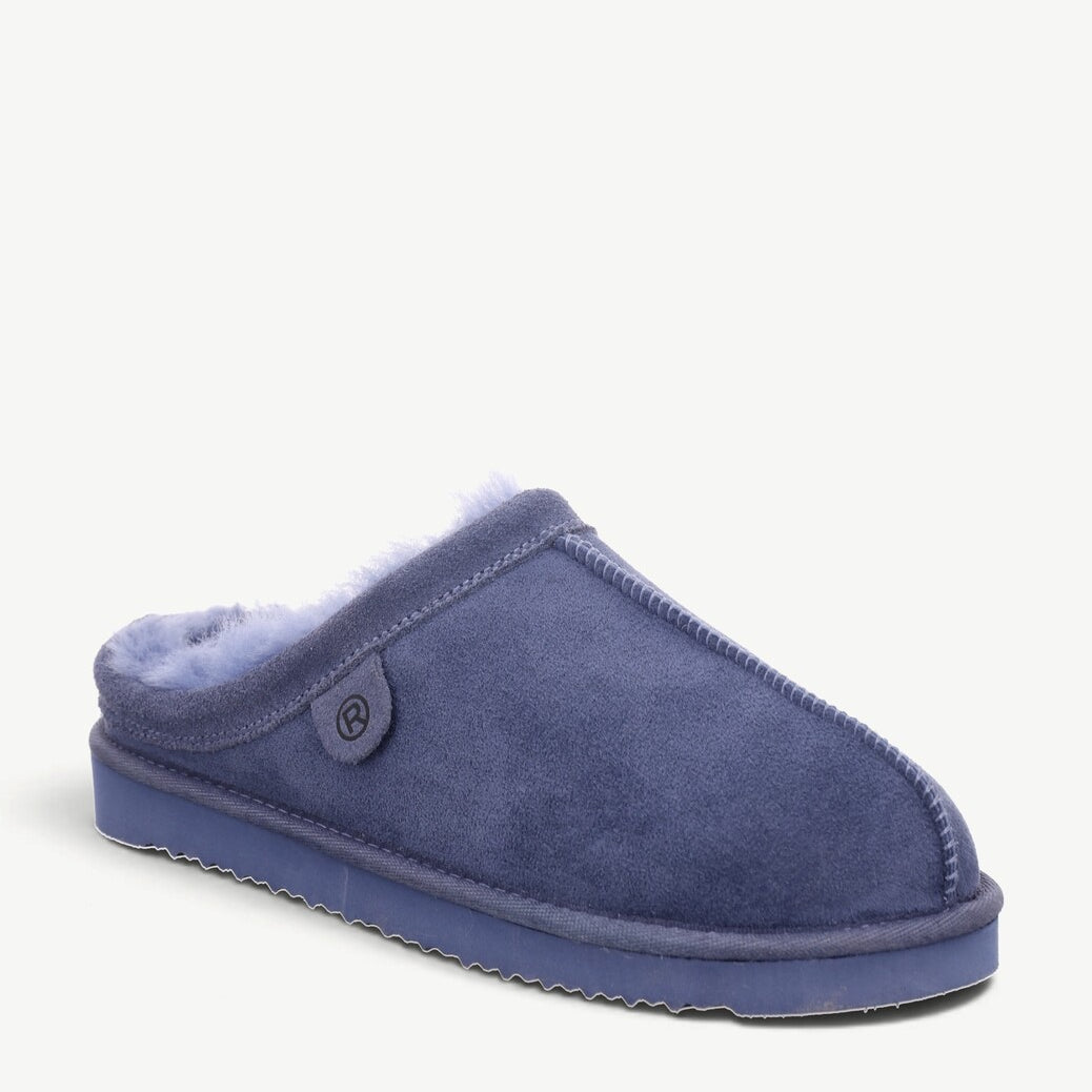 Dames muil pantoffels-Blauw suède/nubuck