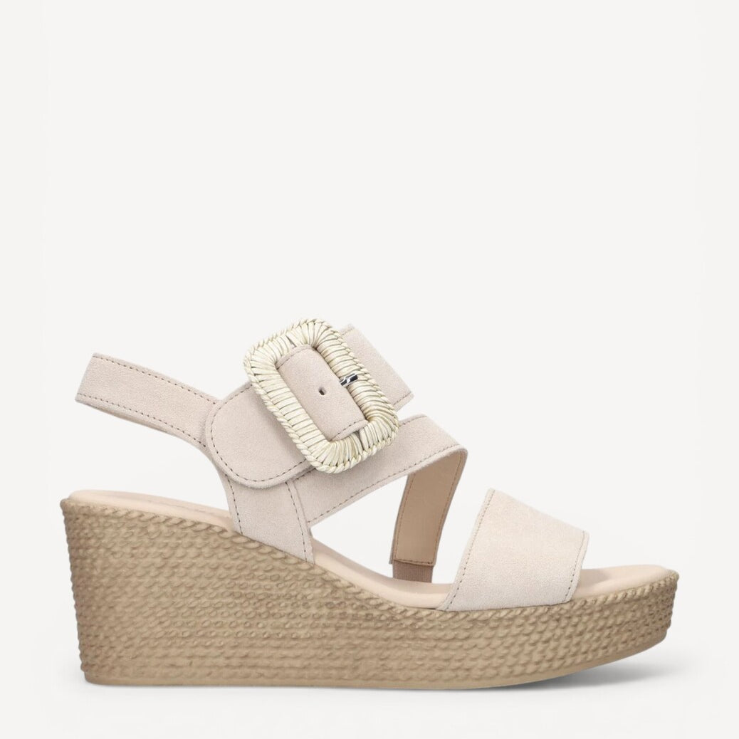DAMES OPEN SCHOENEN-Beige suède/nubuck