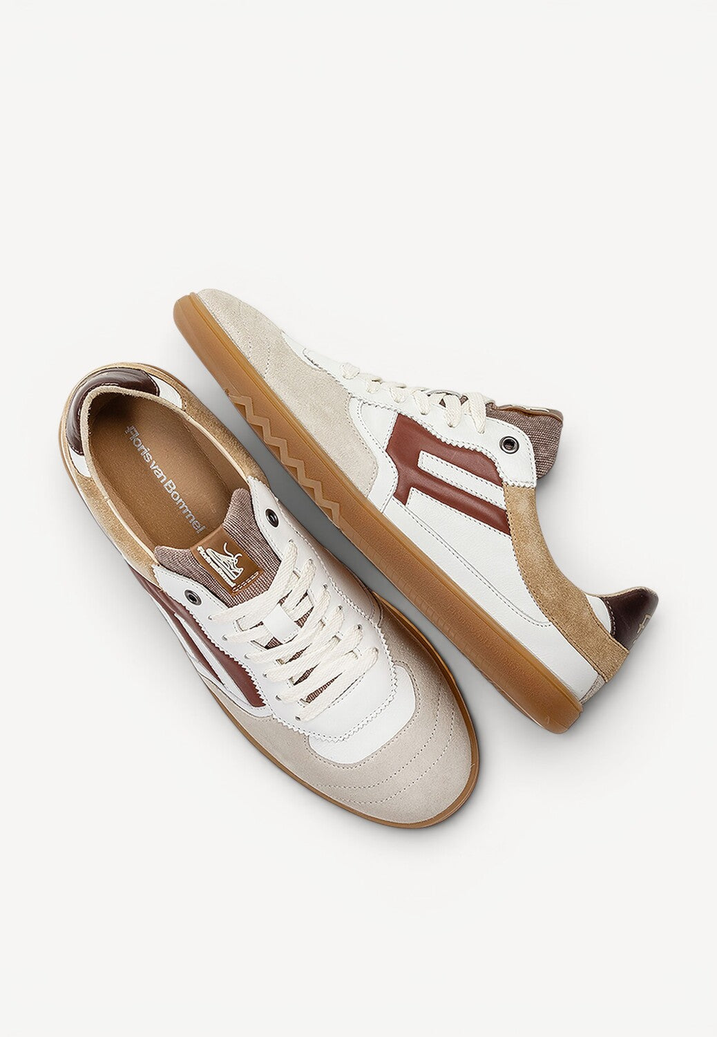 Heren veterschoenen-Beige combi kleur