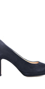 BALLERINAS + PUMPS-Blauw suède/nubuck