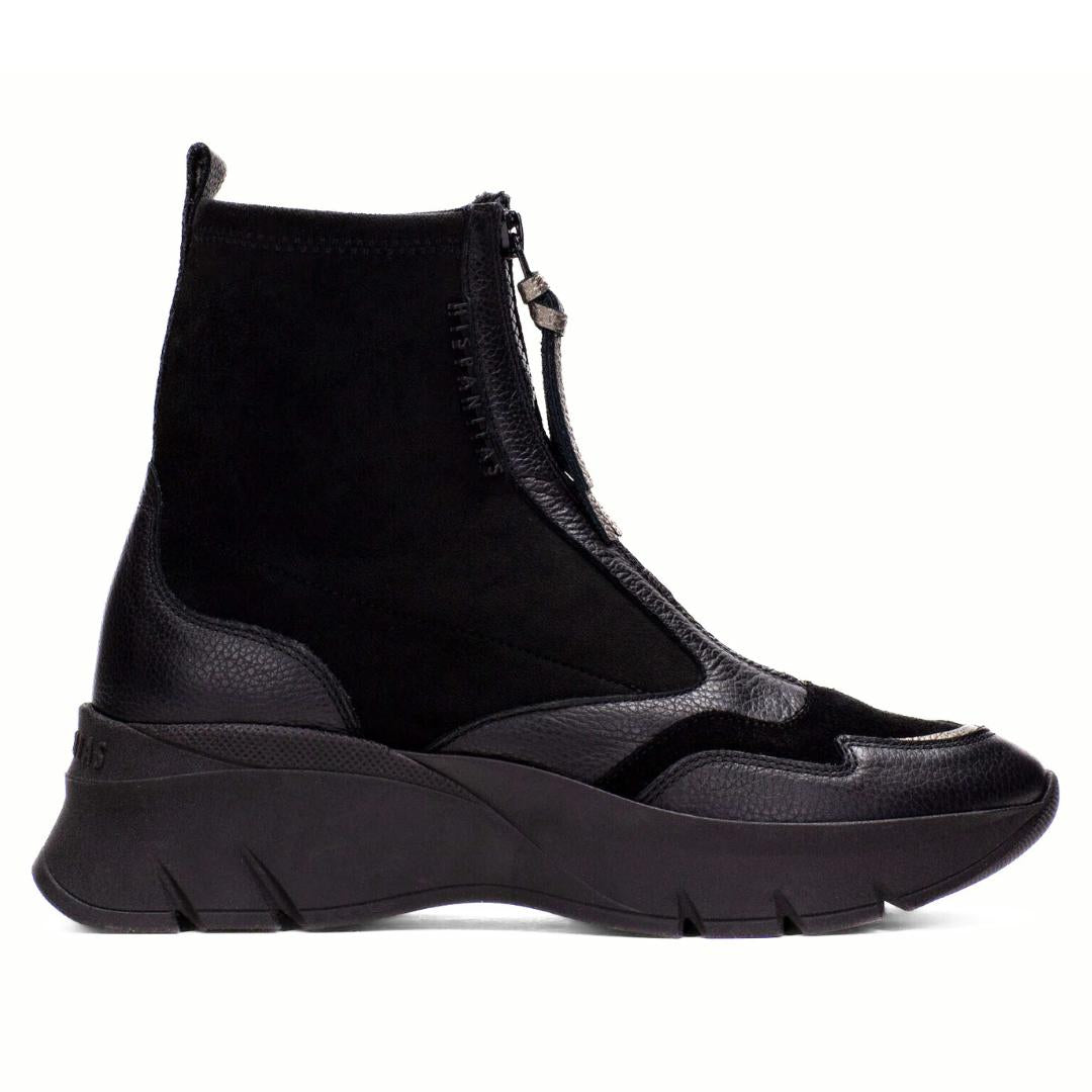 DAMES BOOTS+KORT LAARS-Zwart leer