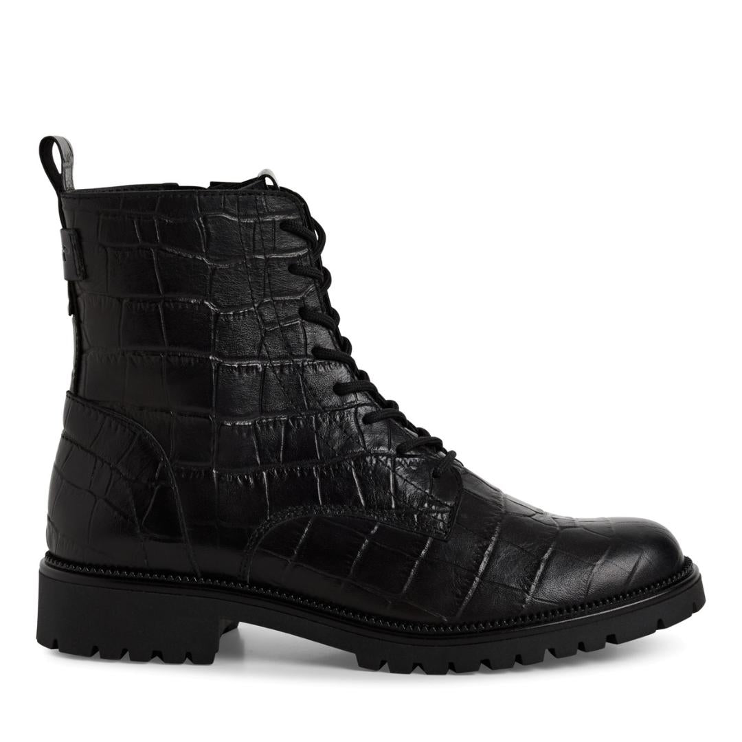 DAMES BOOTS+KORT LAARS-Zwart leer