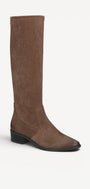 DAMESLAARS LANG/HALFHOOG-Beige suède/nubuck