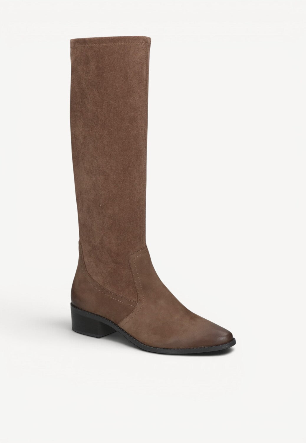 DAMESLAARS LANG/HALFHOOG-Beige suède/nubuck
