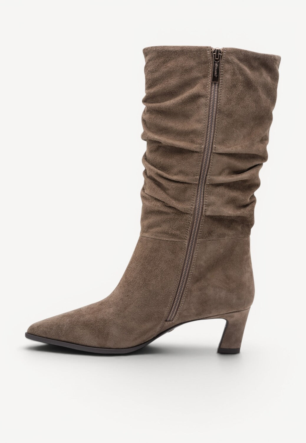 DAMESLAARS LANG/HALFHOOG-Beige suède/nubuck