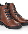 DAMES BOOTS+KORT LAARS-Bruin leer