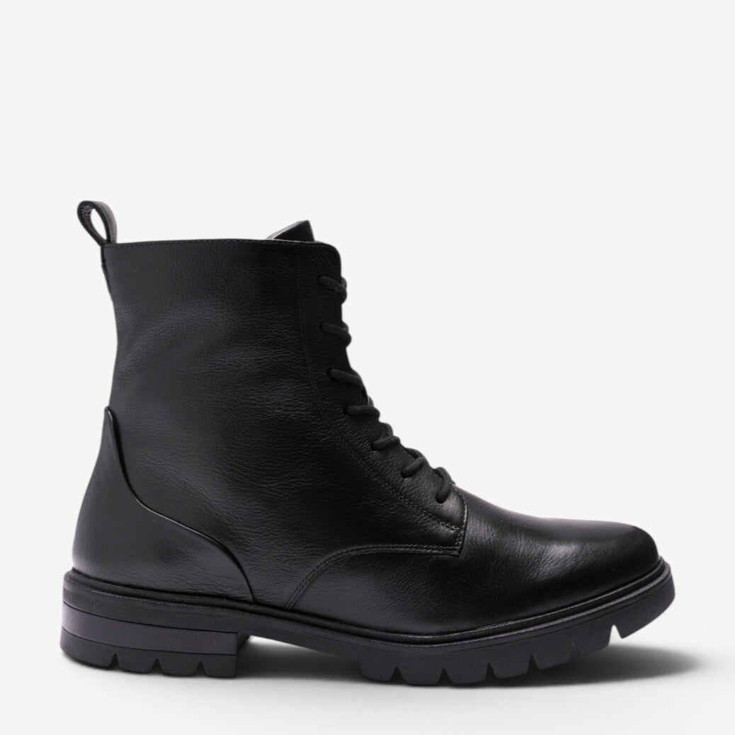 DAMES BOOTS+KORT LAARS-Zwart leer