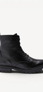 DAMES BOOTS+KORT LAARS-Zwart leer