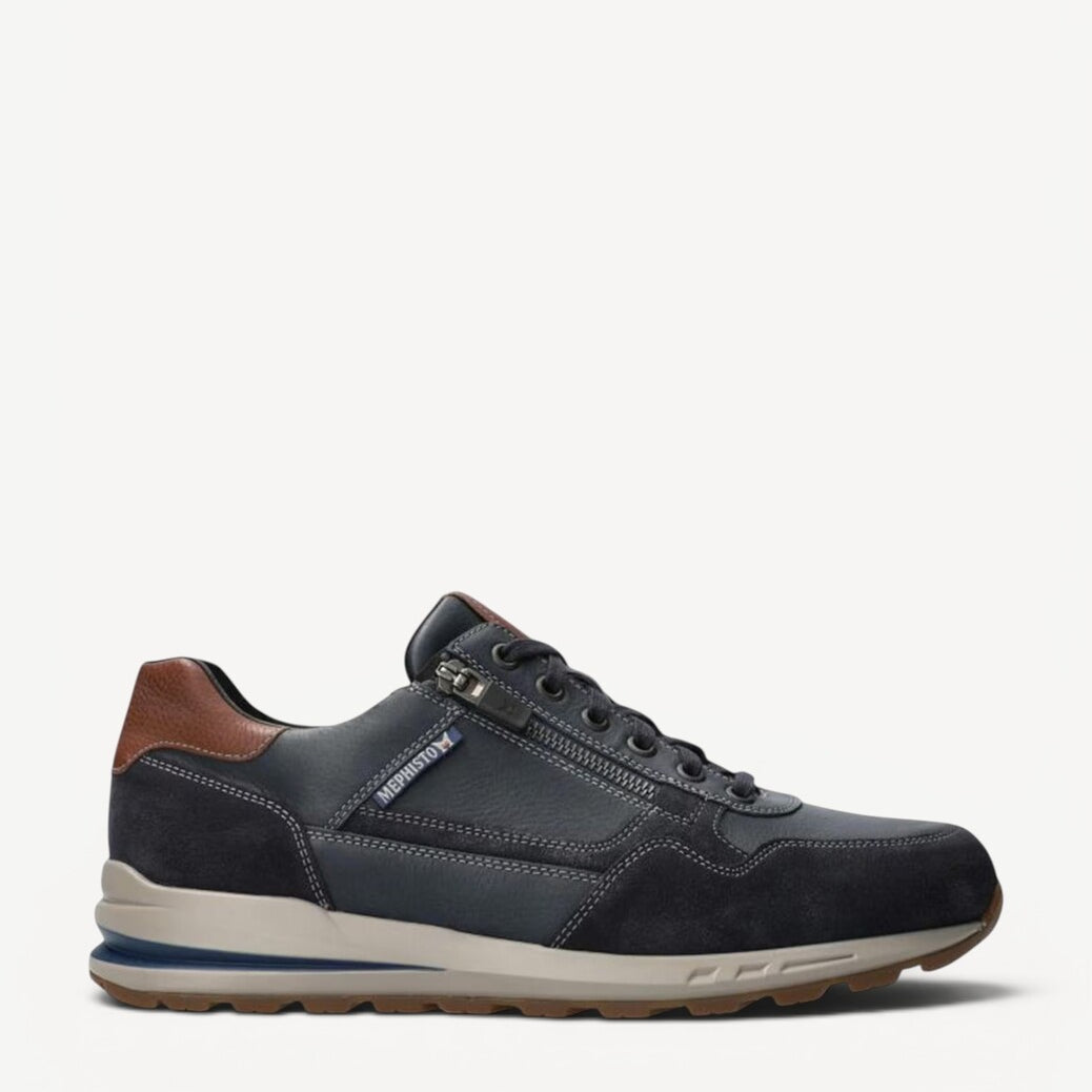Heren veterschoenen-Blauw leer