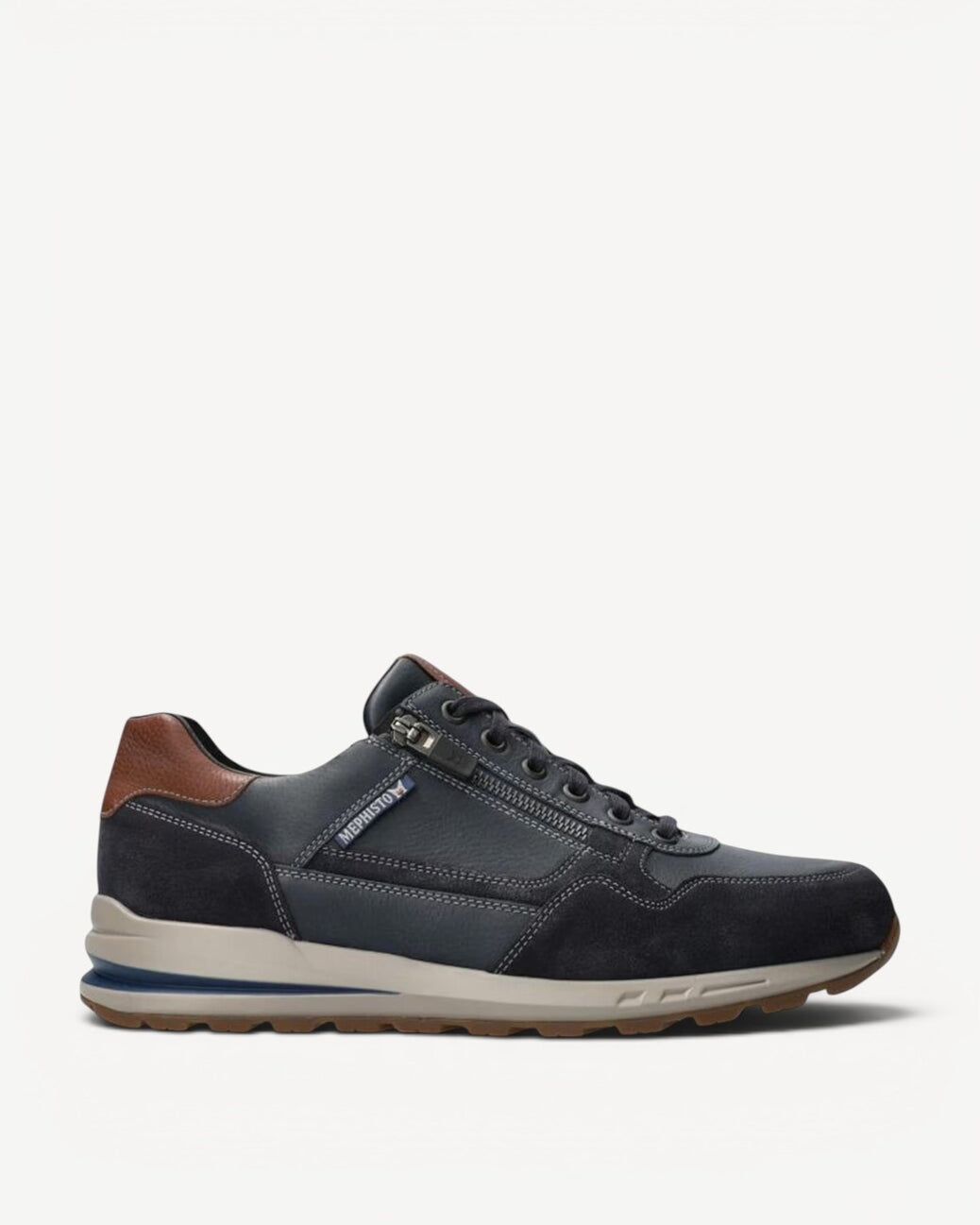 Heren veterschoenen-Blauw leer