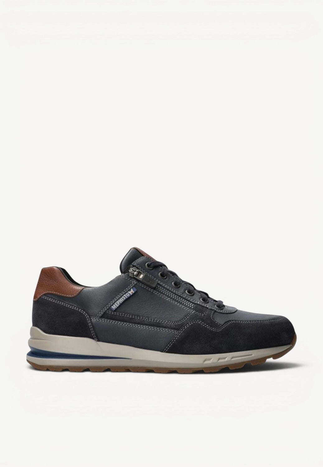 Heren veterschoenen-Blauw leer