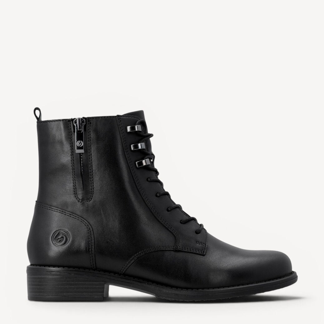 DAMES BOOTS+KORT LAARS-Zwart leer